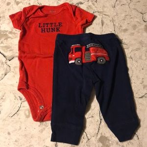 Carter’s firetruck outfit.